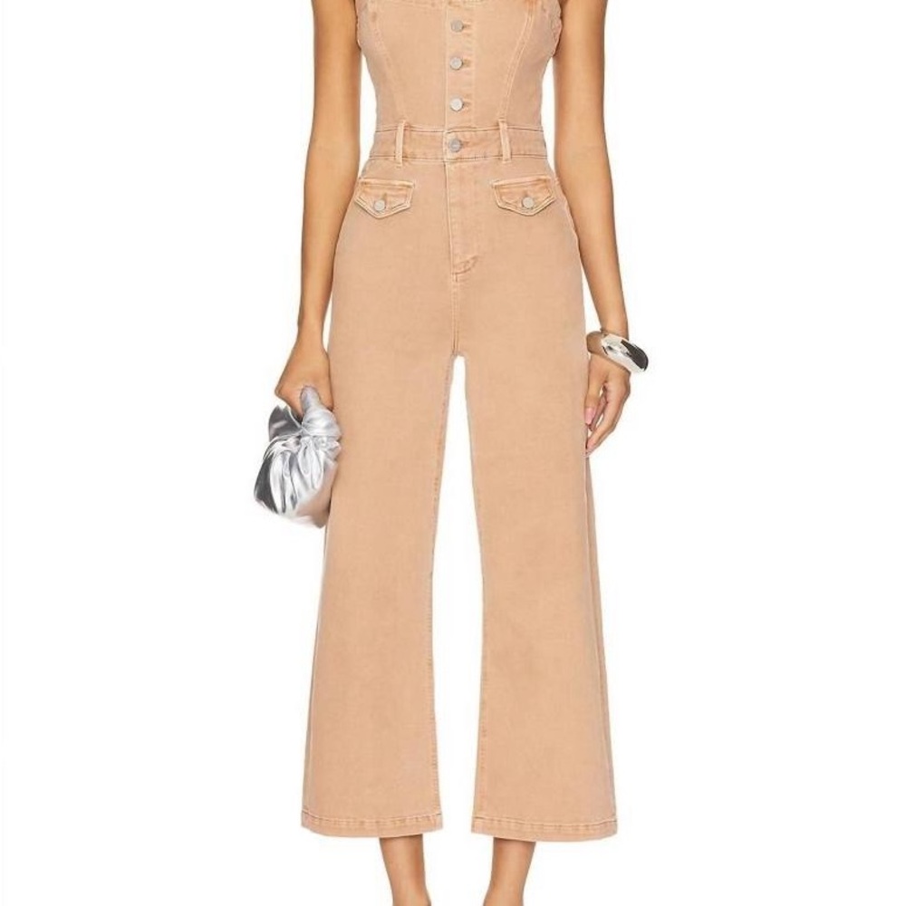 PAIGE Anessa Jumpsuit Vintage Dried Rose Pink Denim Wide Leg NWT Size 12